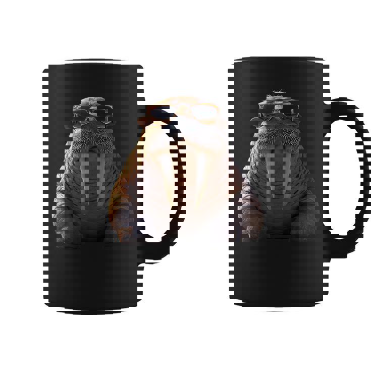 サングラスの牙を持つセイウチ アザラシ セイウチ コーヒーマグ