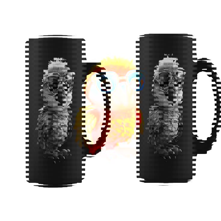 サングラスをかけたインコ コンゴウインコ オカメインコ かわいいインコ コーヒーマグ