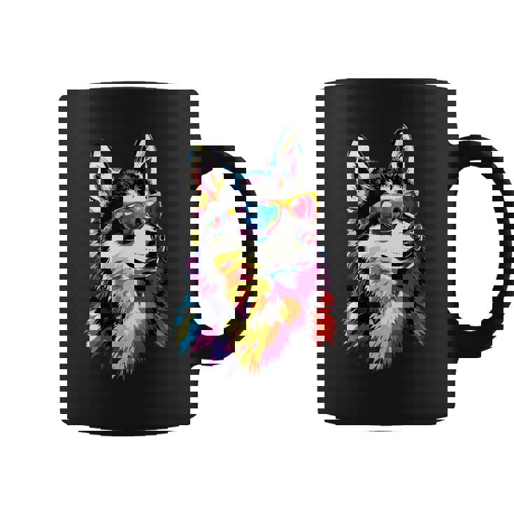 サングラスをかけたハスキー犬 私はシベリアンハスキーが大好きです。 コーヒーマグ