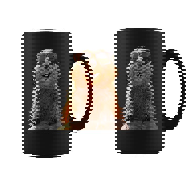 サングラスをかけたマーモット 齧歯類 地リス マーモット コーヒーマグ