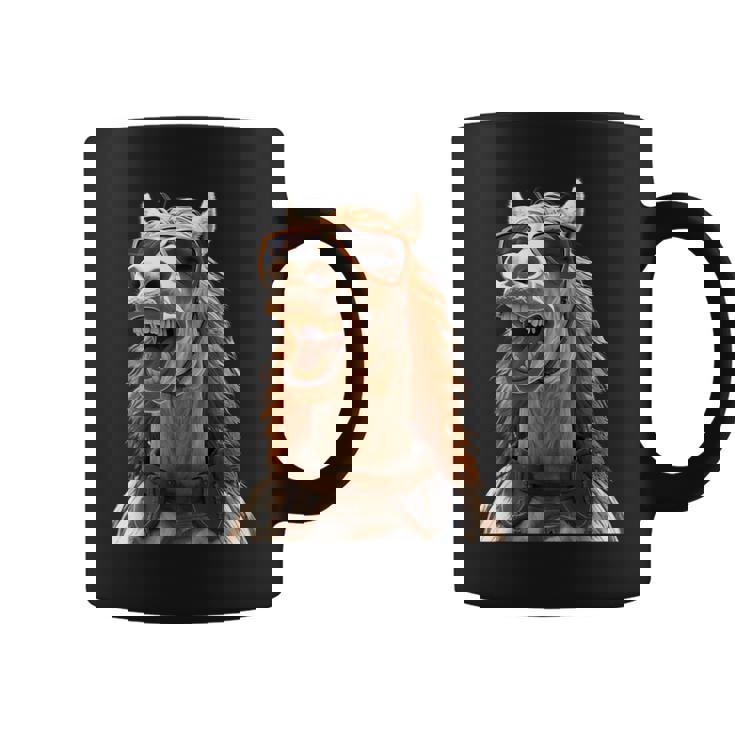 サングラスをかけた馬 馬の女の子 ライダー 甘い馬 コーヒーマグ