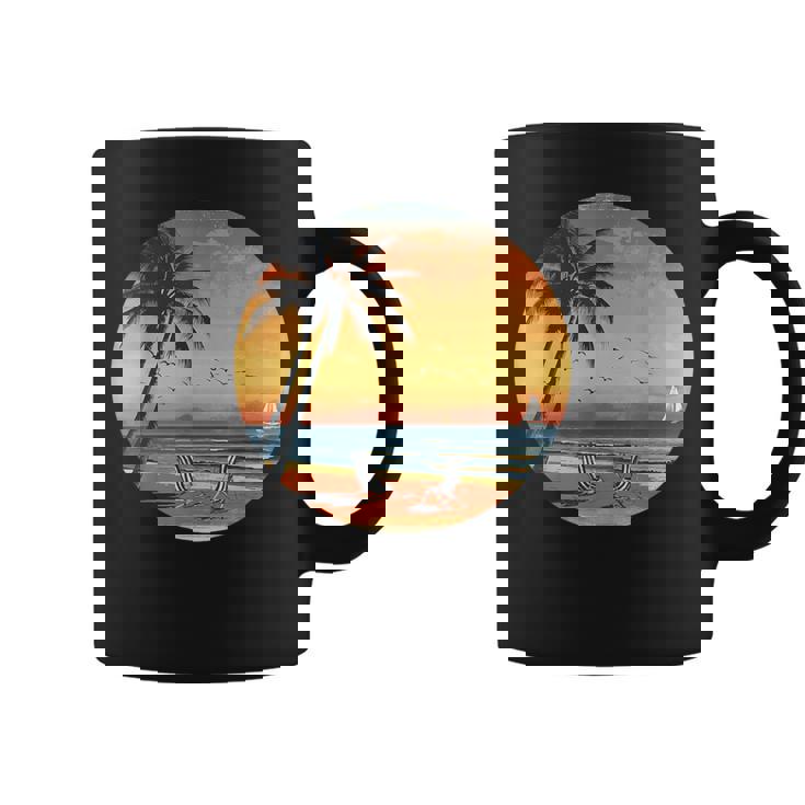 サンセット ビーチ ヤシの木 夏 バイブ レトロ トロピカル 夏 ビーチ コーヒーマグ
