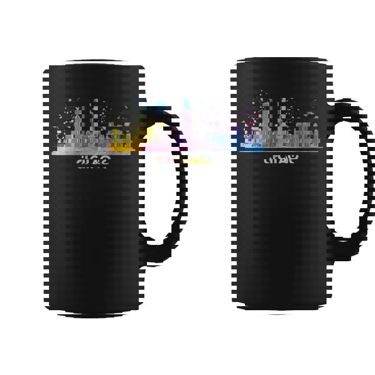 シカゴのスカイライン カラフル 街並み シカゴ コーヒーマグ