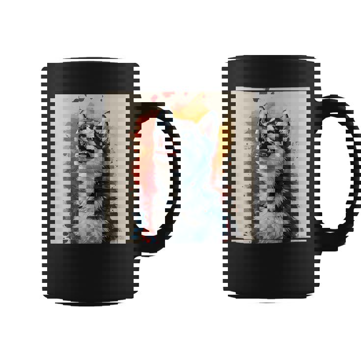 シベリアンハスキー子犬の笑いグラフィック。 コーヒーマグ