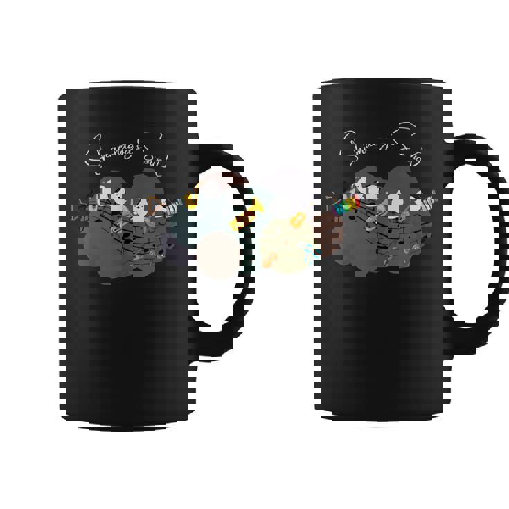 シマエナガ 楽器 トランペット サックス バイオリン ギター 音符 仲良し 可愛い 音楽好き コーヒーマグ