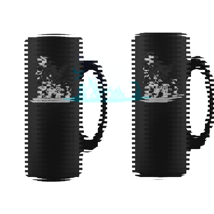 シャチギフトジャンピングオルカシャチ 長袖tシャツ コーヒーマグ