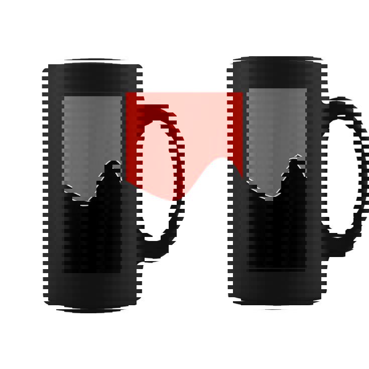 ジオメトリック ツートーン ウェーブ パターン カーミン ピンクとブラック コーヒーマグ