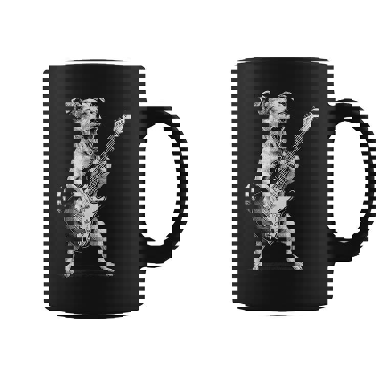 ジャック・ラッセル・テリア ギターを弾く ロックミュージック 犬好き コーヒーマグ