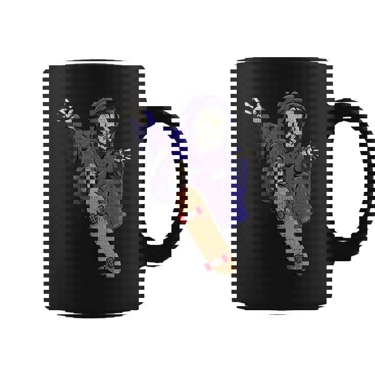 スケボーに乗る骸骨 スケーター ハロウィン コーヒーマグ