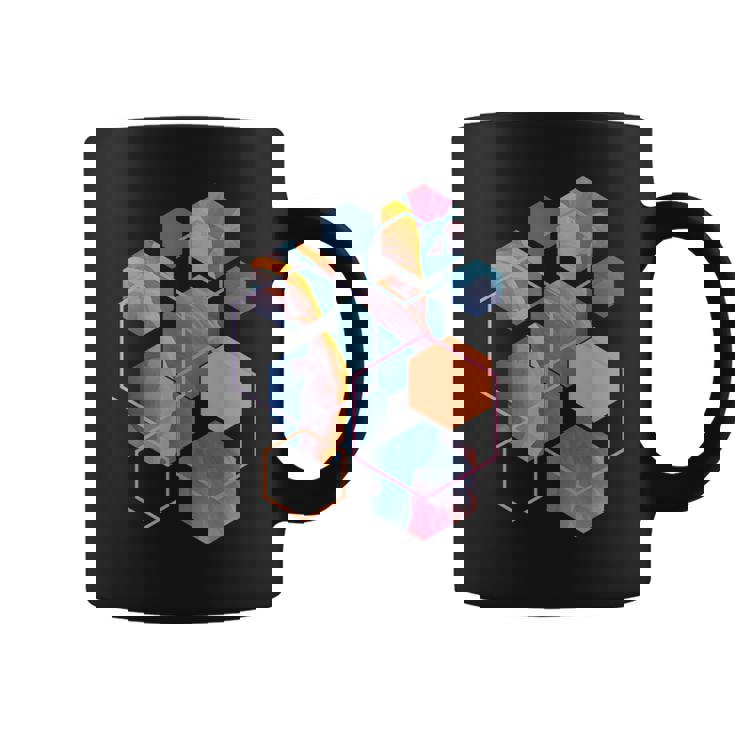 スタイリッシュ ティール オレンジ 六角形 モダン シェイプ マニア コーヒーマグ