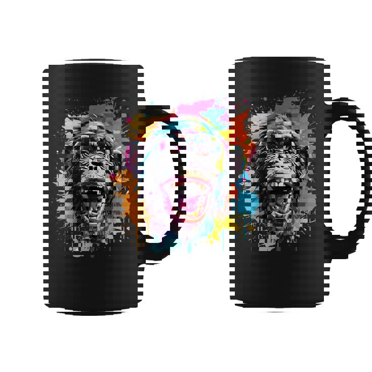 スプラッシュアート チンパンジー 野生動物 動物 好き カラフル コーヒーマグ