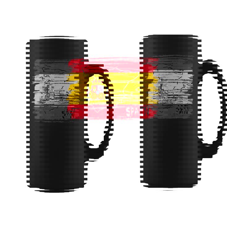 スペイン国旗の絵、スペインの地図のスケッチ。 コーヒーマグ