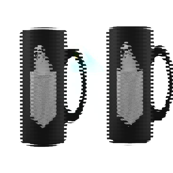 セキセイインコ ポケットから覗く 可愛いデザイン コーヒーマグ