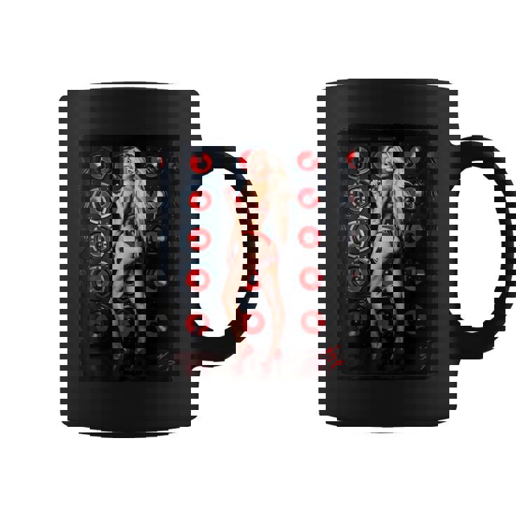 セクシーガールグラフィックtシャツ 赤いビキニを着たブロンドゴーゴーダンサー コーヒーマグ