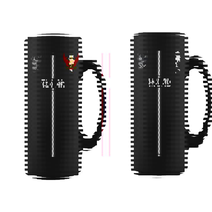 タイ国旗、タイのシルエットマップ、国章 コーヒーマグ