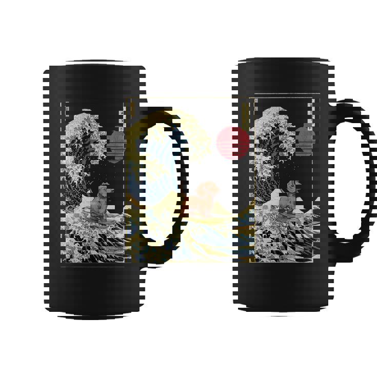 ダックスフント 日本の神奈川波 おもしろサーフドッグ コーヒーマグ