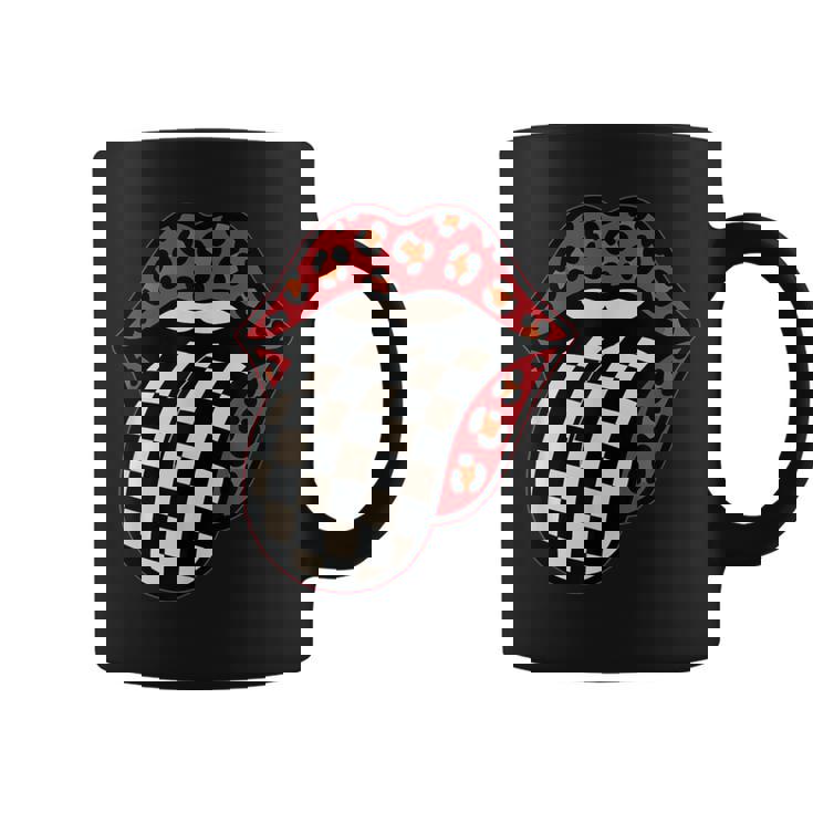 チェック 舌 赤 ヒョウ 唇 レース コーヒーマグ