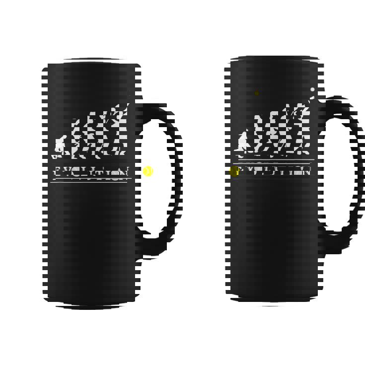 おもしろ テニス 人類の進化 かっこいい シルエット テニスプレイヤー ネタ デザイン 記念品 テニス選手 コーヒーマグ