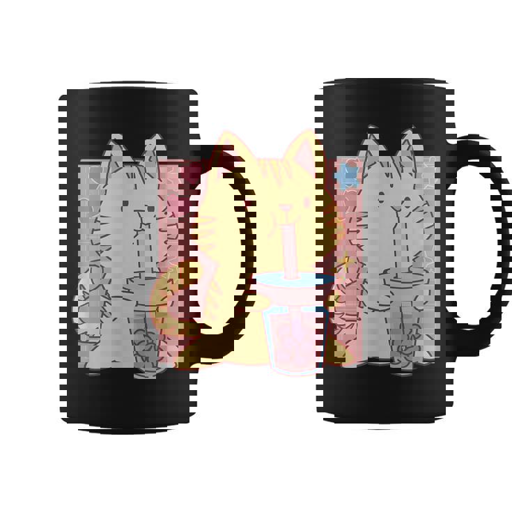 トラ猫とボバ茶のかわいいかわいい猫のグラフィック コーヒーマグ