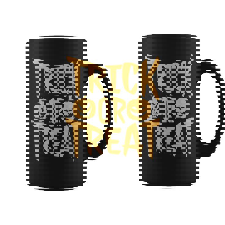 トリックオアトリートパンプキンフェイスハロウィングラフィック。 コーヒーマグ