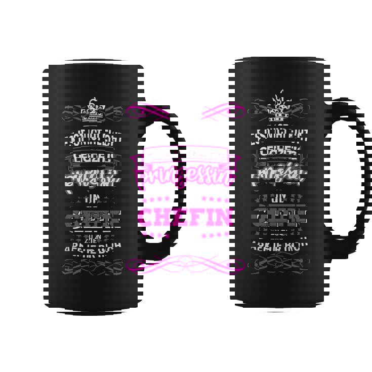 ドイツ語のテキスト「Gleichzeitig Prinzessin Chefin」と書かれた最高のシェフィンの言葉 コーヒーマグ