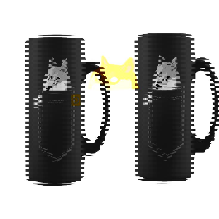 ドージコインシャツフェイクポケットシャツドージコイントゥザムーン コーヒーマグ