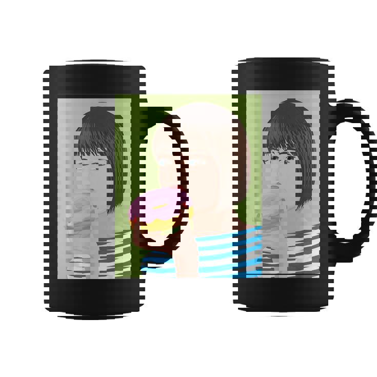 ドーナツショップ ポップアート ポートレート ロジックロックスター キュート ドーナツ ガールフレンド ドーナツ コーヒーマグ