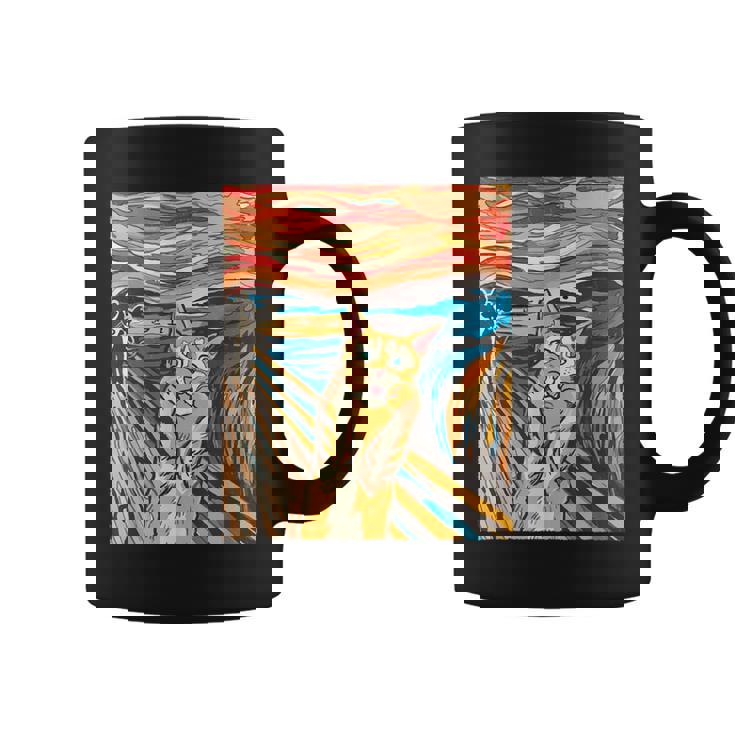 ニャンコの叫び 面白いtシャツ 猫 ムンクの叫び パロディ ネコ メンズ 子供 おもしろ 服 おもしろグッズ ネタ コーヒーマグ