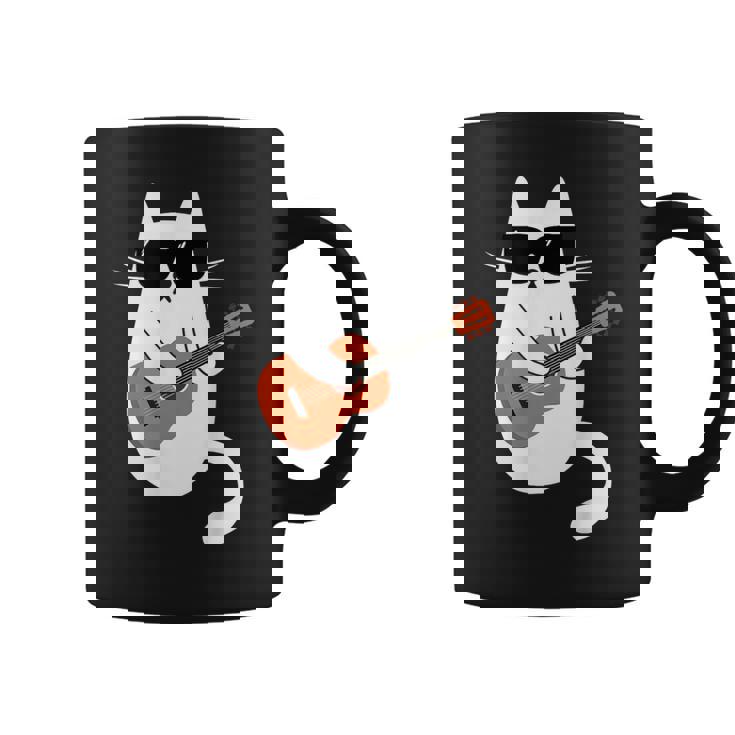 ネコとギター 猫とサングラス ネコ好き 猫飼い アコースティックギター エレキギター 音楽家 バンド ネコ 猫 コーヒーマグ