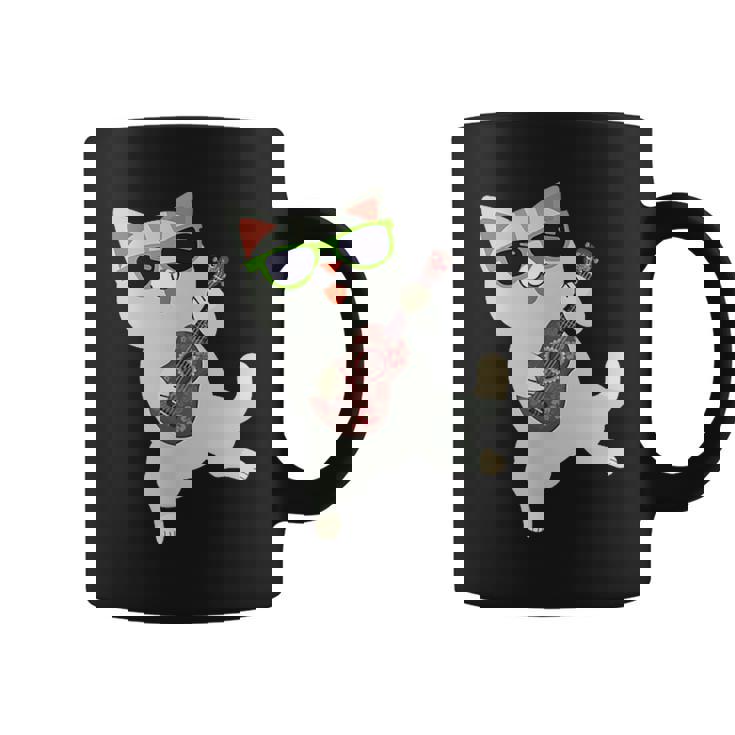 ハワイアンウケ猫遊びウクレレバッジポケット コーヒーマグ