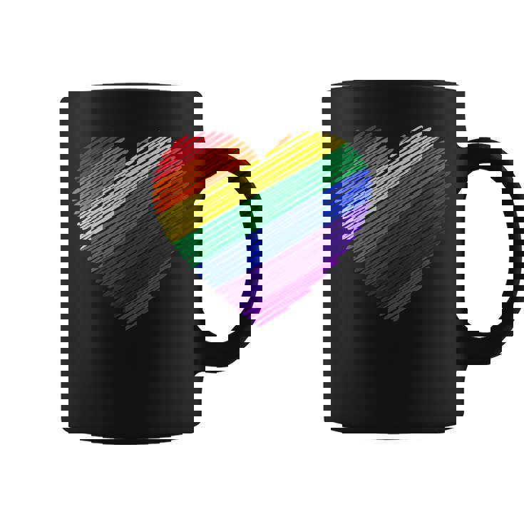 ハート・イン・ザ・カラーズ・オブ・ザ・レインボー コーヒーマグ