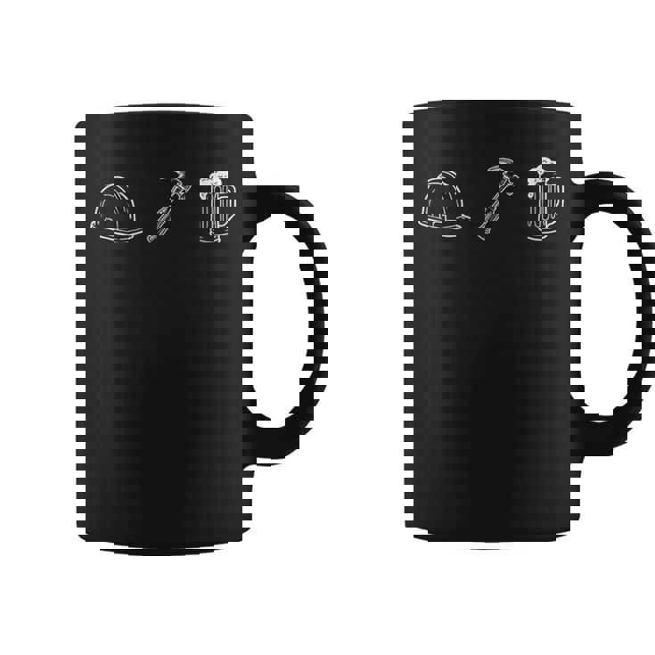 ハードハット ハンマー ビール スケッチ 建設作業員 コーヒーマグ