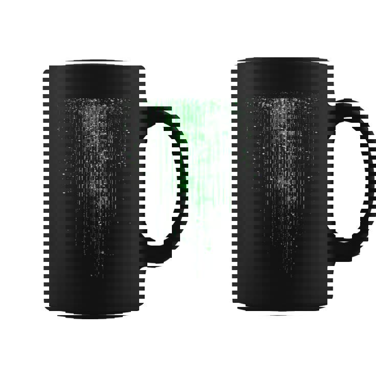 バイナリコードマトリックス グリーンデジタルサイバーパンク コーヒーマグ