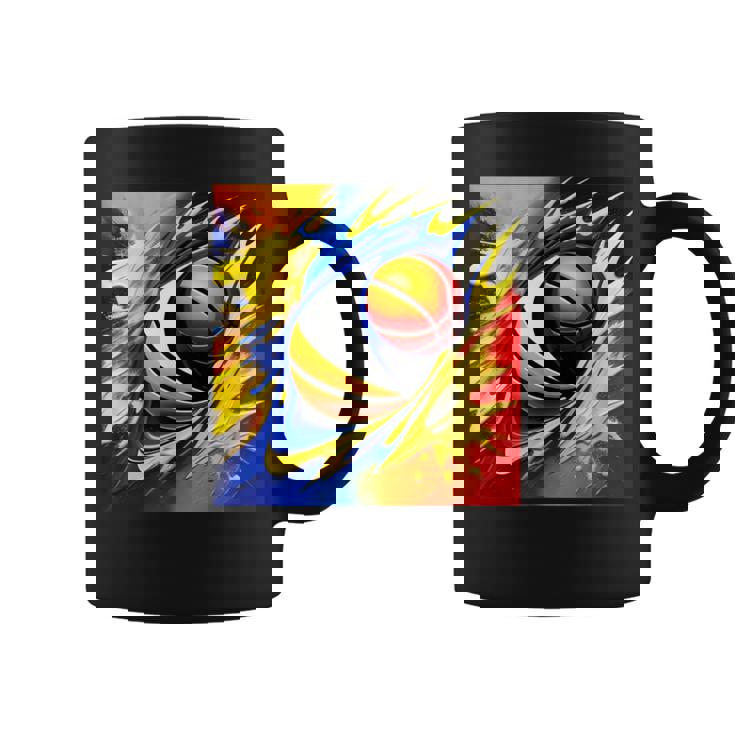 バスケットボール チーム スポーツ カラフル ボール バスケットボール愛好家 コーヒーマグ