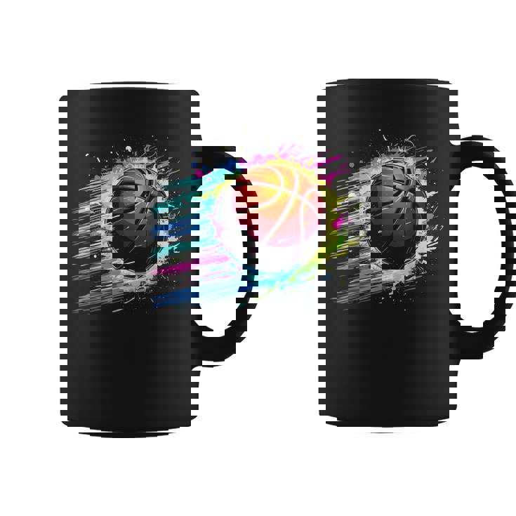 バスケットボール選手 カラフル タイダイ カラーアート スポーツ愛好家 コーヒーマグ