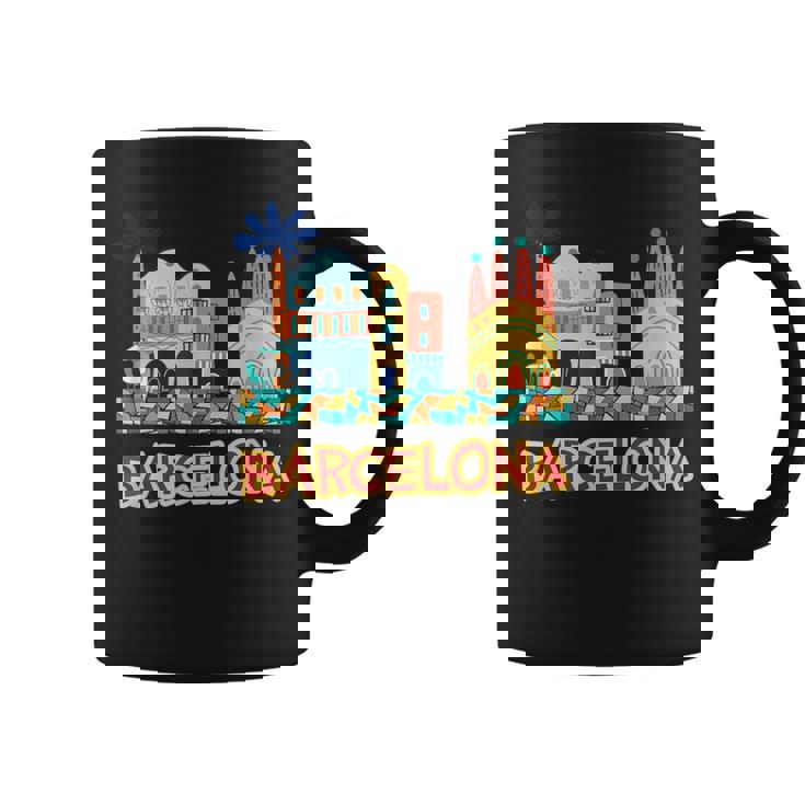 バルセロナの象徴的な建物とサグラダファミリア カラフル コーヒーマグ