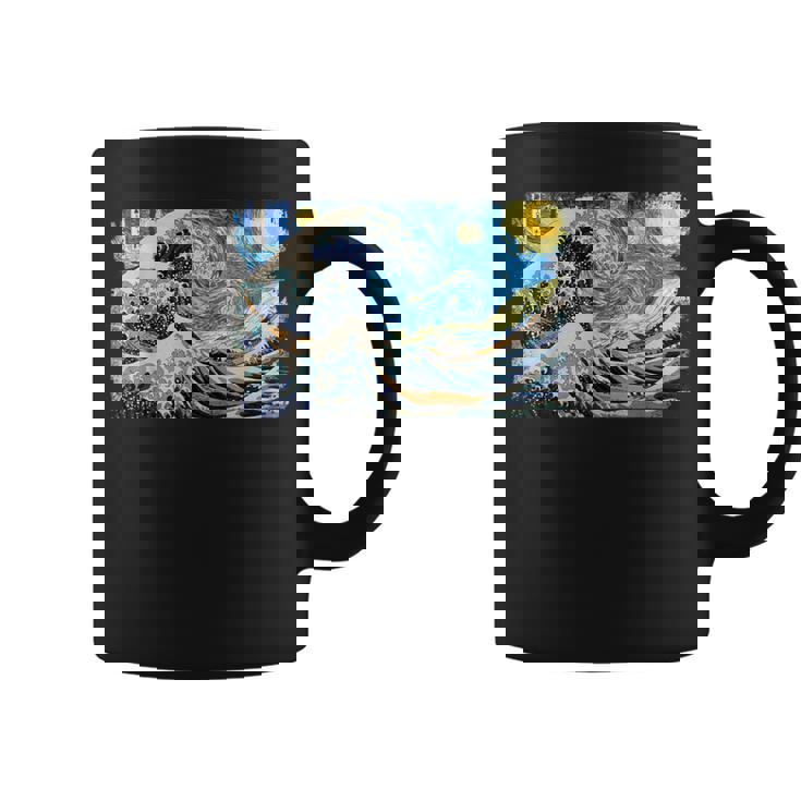 バンゴッホの星空と北斎の富嶽三十六景波絵の融合 コーヒーマグ