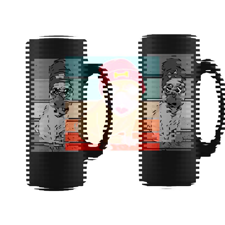 パグ ビーニー 赤骨かわいい遊び心のある幸せなスタイリッシュな動物ペット 長袖tシャツ コーヒーマグ