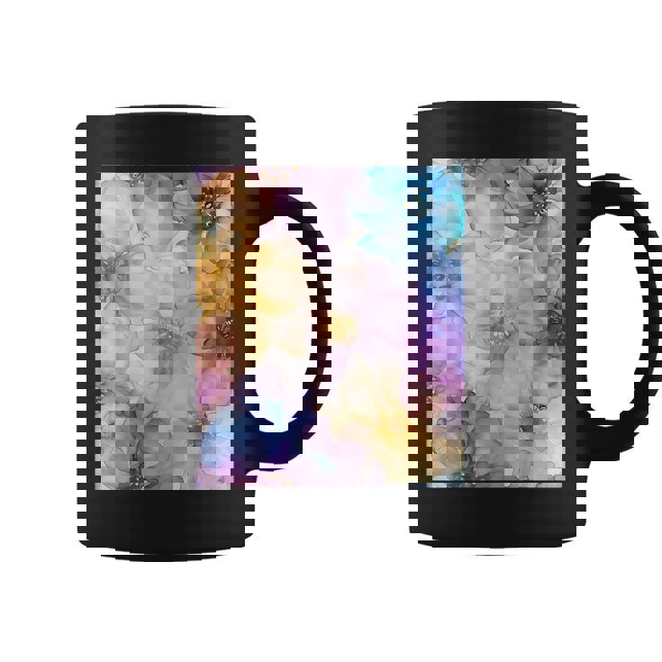 パステルインクのイラストにマルチカラー春の花。 コーヒーマグ