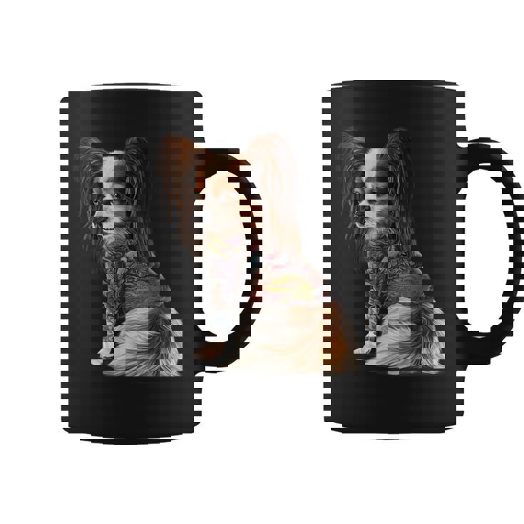 パピヨン犬 日本の伝統的なドラゴンタトゥー イレズミ コーヒーマグ