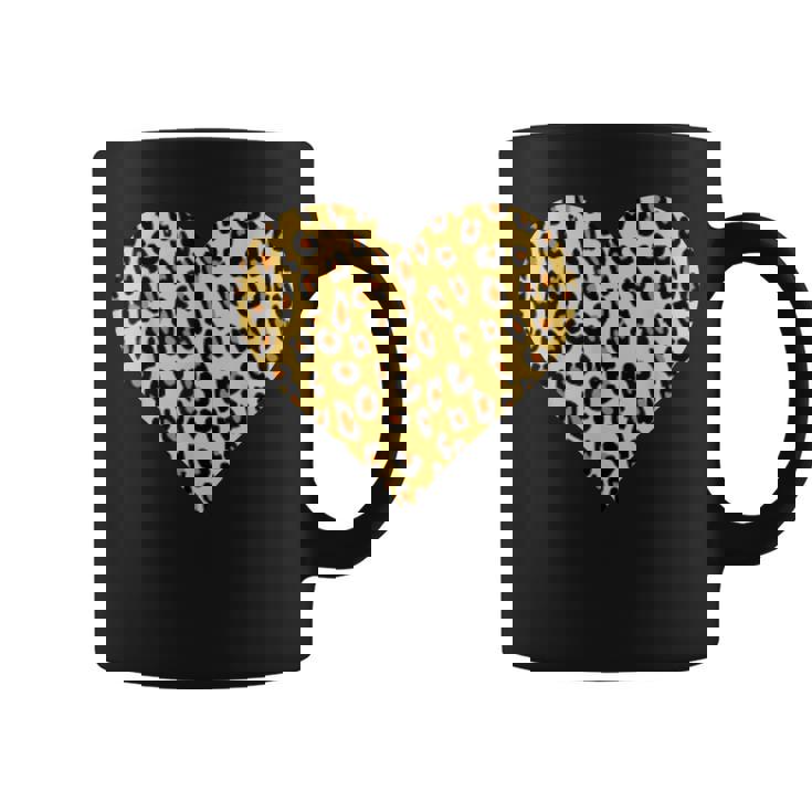 ヒョウ柄ハートデザイン ヒョウ柄 コーヒーマグ