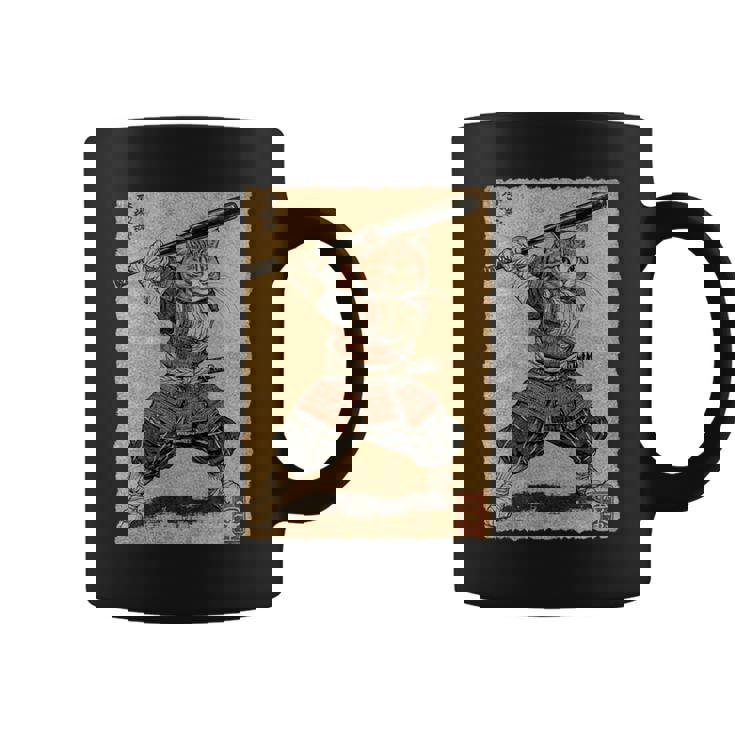 ビンテージアニメ 日本美術 野球選手の侍猫 長袖tシャツ コーヒーマグ