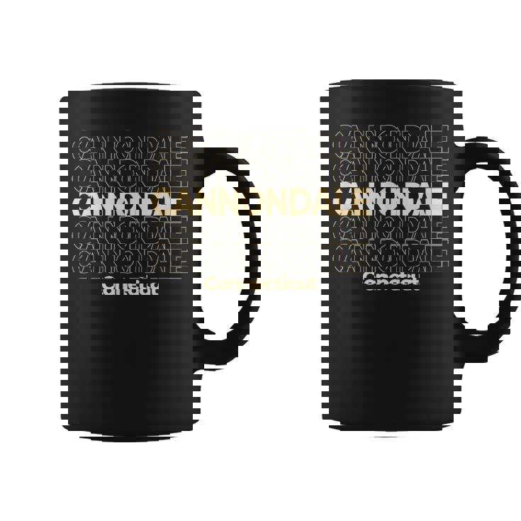 ビンテージキャノンデール、コネチカット州繰り返しテキスト コーヒーマグ