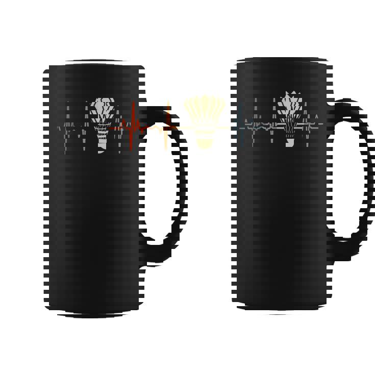 ビンテージバドミントンハートラインシャトルコック コーヒーマグ