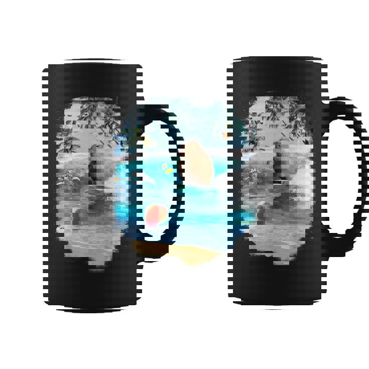 ビーチでのカピバラサーフィンおかしい コーヒーマグ