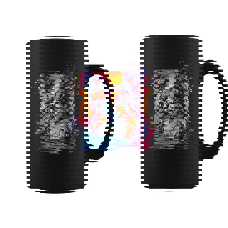 ビーチ・ポップアート クールなパピヨン コーヒーマグ