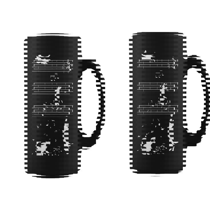 ピアノ音符 遊び心のある猫 コーヒーマグ