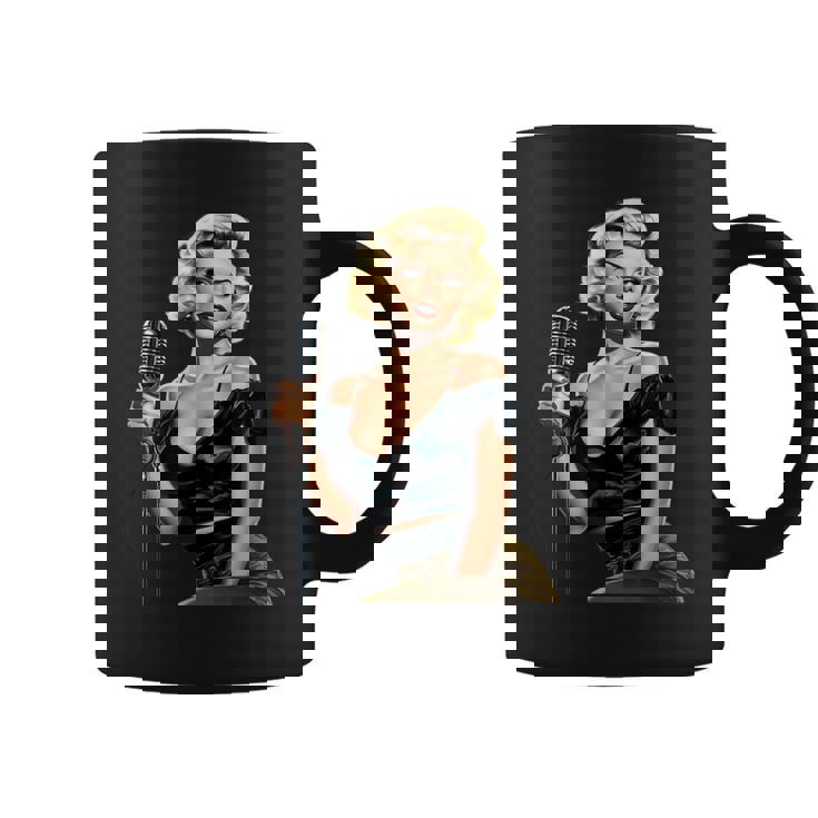 ピンナップガール ビンテージマイク 歌う オールドスクール コーヒーマグ