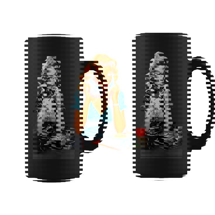 ピンナップガール ヴィンテージ電話 オールドスクール コーヒーマグ