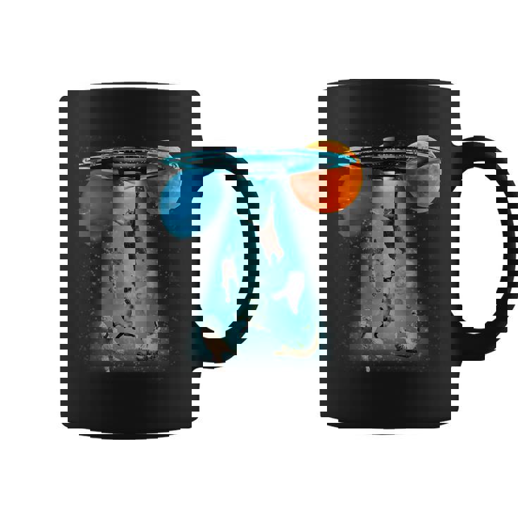 ファニースペースキャット Ufo 宇宙人 空飛ぶ猫 ギャラクシープラネット グラフィック コーヒーマグ